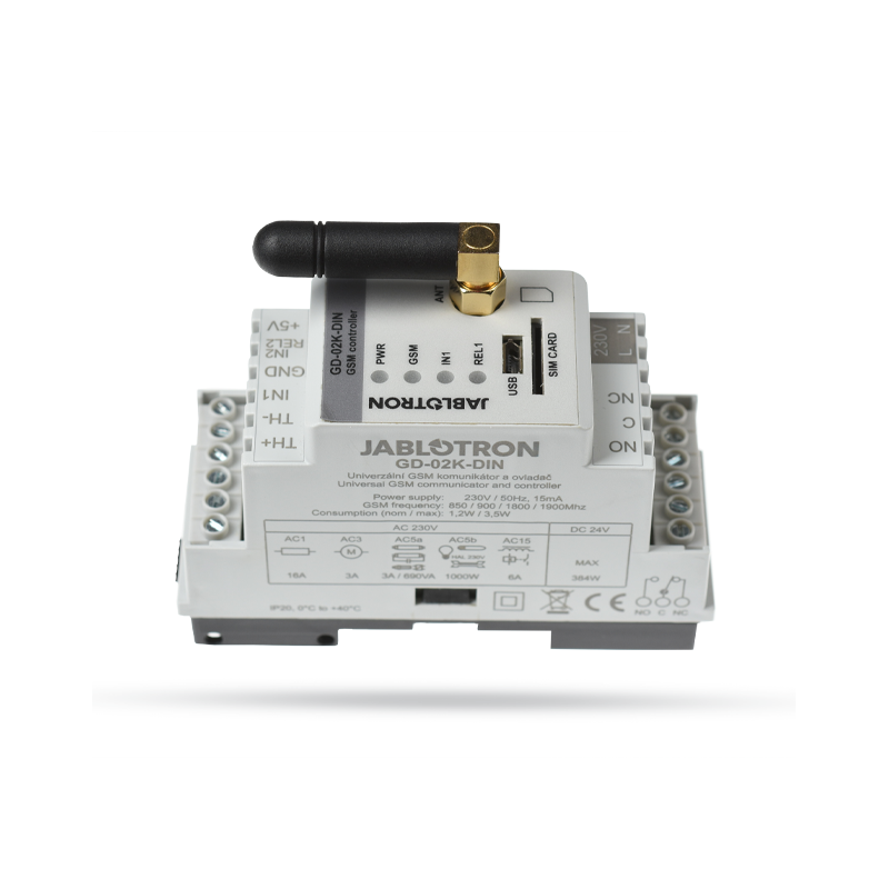 Jablotron GD-02K-DIN – Univerzálny GSM komunikátor a ovládač