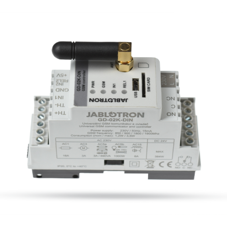 Jablotron GD-02K-DIN – Univerzálny GSM komunikátor a ovládač