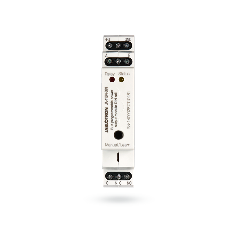 Jablotron JA-110N-DIN – Zbernicový výkonový modul PG výstupu