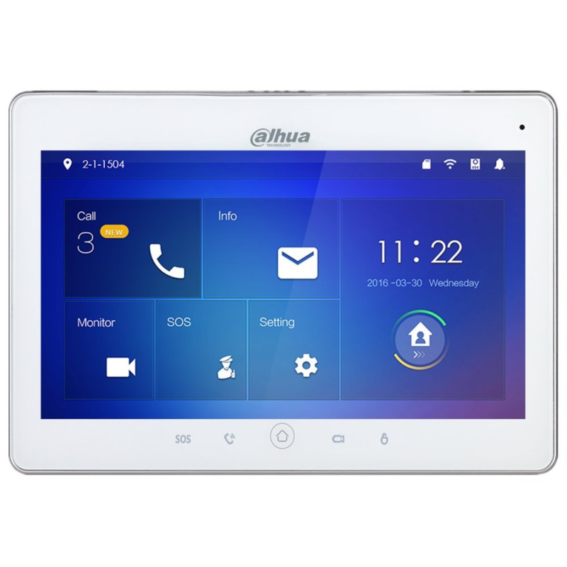 Dahua Bytový monitor IP/ touch 10" 1024x600/ Ethernet+WiFi/ PoE 802.3af/ pamäť/ CZ menu/ biely