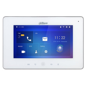 Dahua Bytový monitor IP/ touch 7" 1024x600/ Ethernet+WiFi/ PoE 802.3af/ pamäť/ CZ menu/ biely
