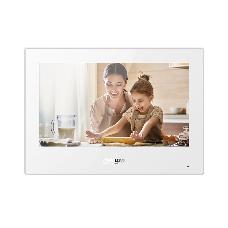 Dahua Bytový monitor IP/ touch 7" 1024x600/ Ethernet+WiFi/ PoE 802.3af/ pamäť/ CZ menu/ Android 8.1/ biely