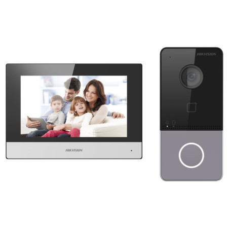 Hikvision DS-KIS603-P(C) súprava IP videotelefónu, bytový monitor + dverová stanica + 2x zdroj