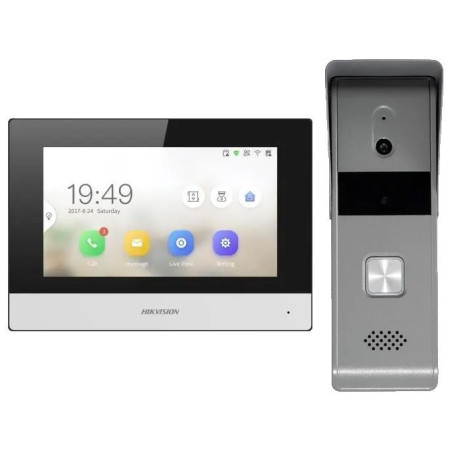 Hikvision DS-KIS303-P Súprava hybridného videotelefónu, 4-vodičová analógová dverová jednotka, WiFi vnútorná stanica