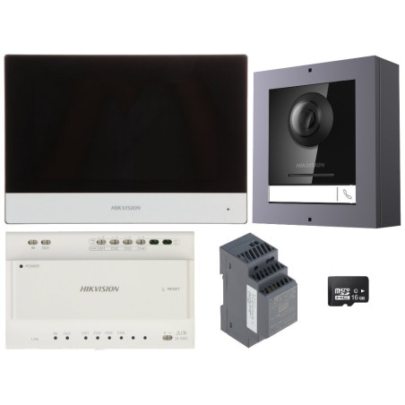 Hikvision DS-KIS702Y súprava videotelefónu, 2-vodič, bytový monitor+ dverová stanica + zdroj