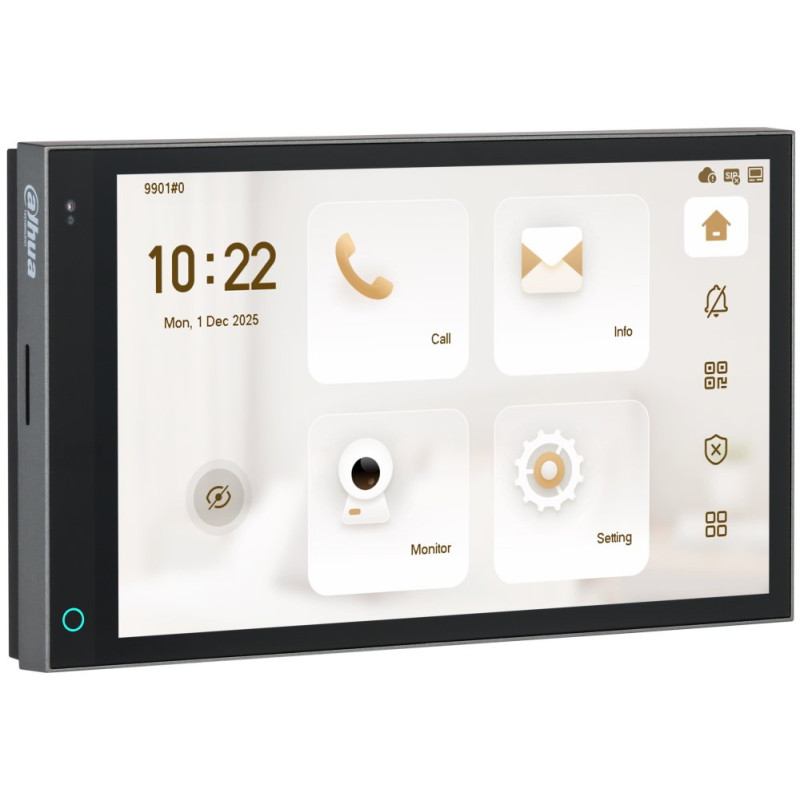 Dahua Bytový monitor IP/ touch 7" 1024x600/ Ethernet+WiFi/ PoE/ pamäť/ CZ menu/ povrchový/ čierny