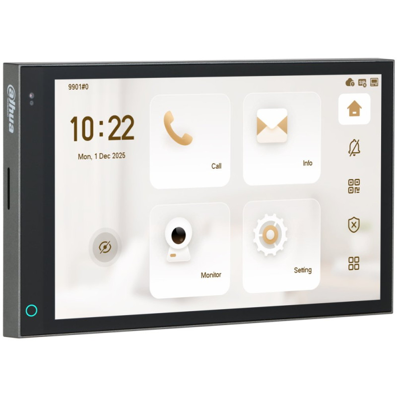 Dahua Bytový monitor IP/ touch 7" 1024x600/ Ethernet+WiFi/ PoE/ pamäť/ CZ menu/ zápustný/ čierny