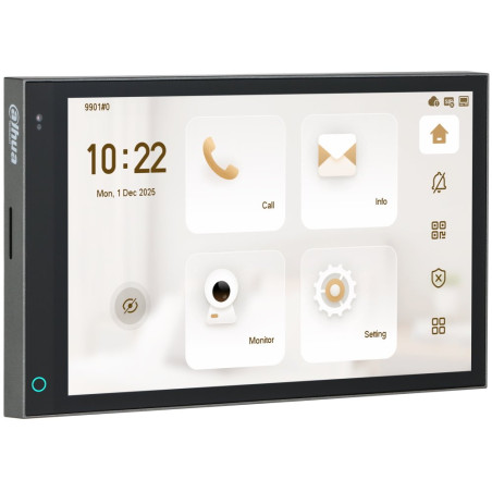 Dahua Bytový monitor IP/ touch 7" 1024x600/ Ethernet+WiFi/ PoE/ pamäť/ CZ menu/ zápustný/ čierny
