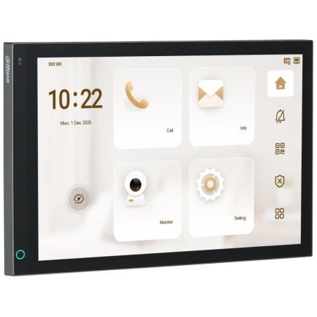 Dahua Bytový monitor IP/ touch 10" 1280x800/ Ethernet+WiFi/ PoE/ pamäť/ CZ menu/ zápustný/ čierny
