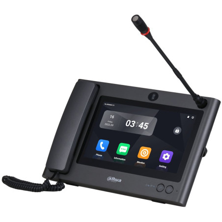 Dahua Recepčný monitor IP/ touch 10" 1024x600/ HDMI-out/ Ethernet/ DC12V/ pamäť/ externý mikrofón/ slúchadlo/ čierny