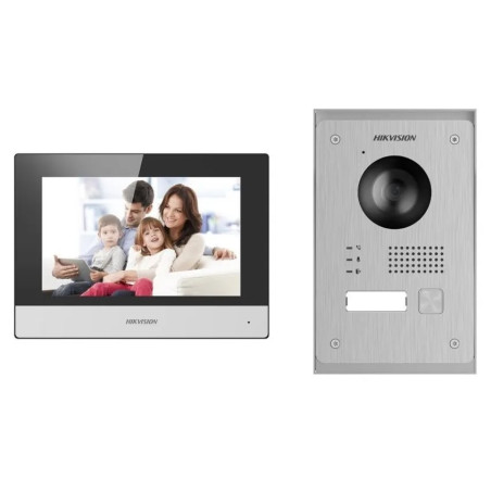 Hikvision DS-KIS703Y-P - Súprava videotelefónu, 2-vodič, bytový monitor + dverová stanica + napájací zdroj